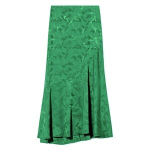 Cefinn Salone Satin-jacquard Midi Skirt Emerald